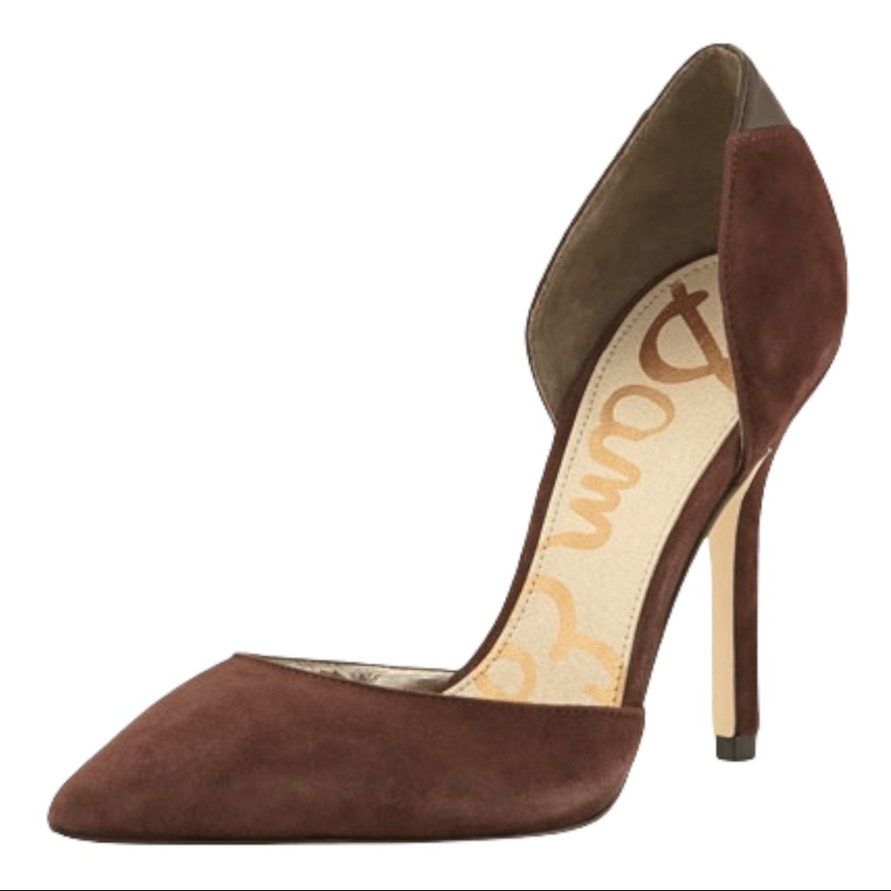 Sam Edelman Delilah Brown Suede D’Orsay Heels Size 8.5